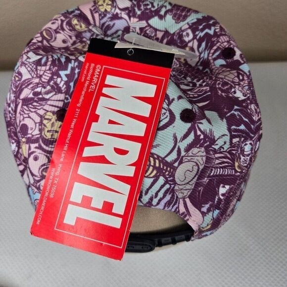 Marvel Universe Avengers Characters Graphic Snapback Hat Purple NEW - Picture 5 of 6
